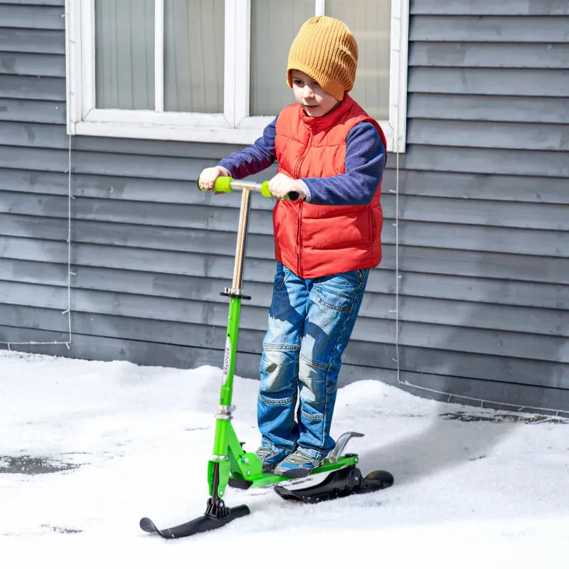 2 in 1 Design Snow Scooter and Wheeled Scooter- Green