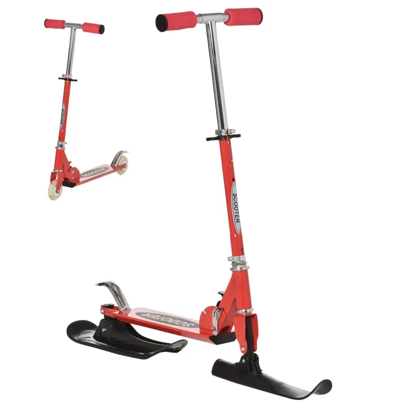 2 in 1 Design Snow Scooter and Wheeled Scooter- Red