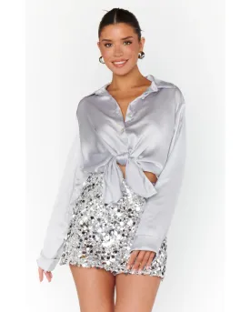 All Night Skort Silver Metallic Sequin