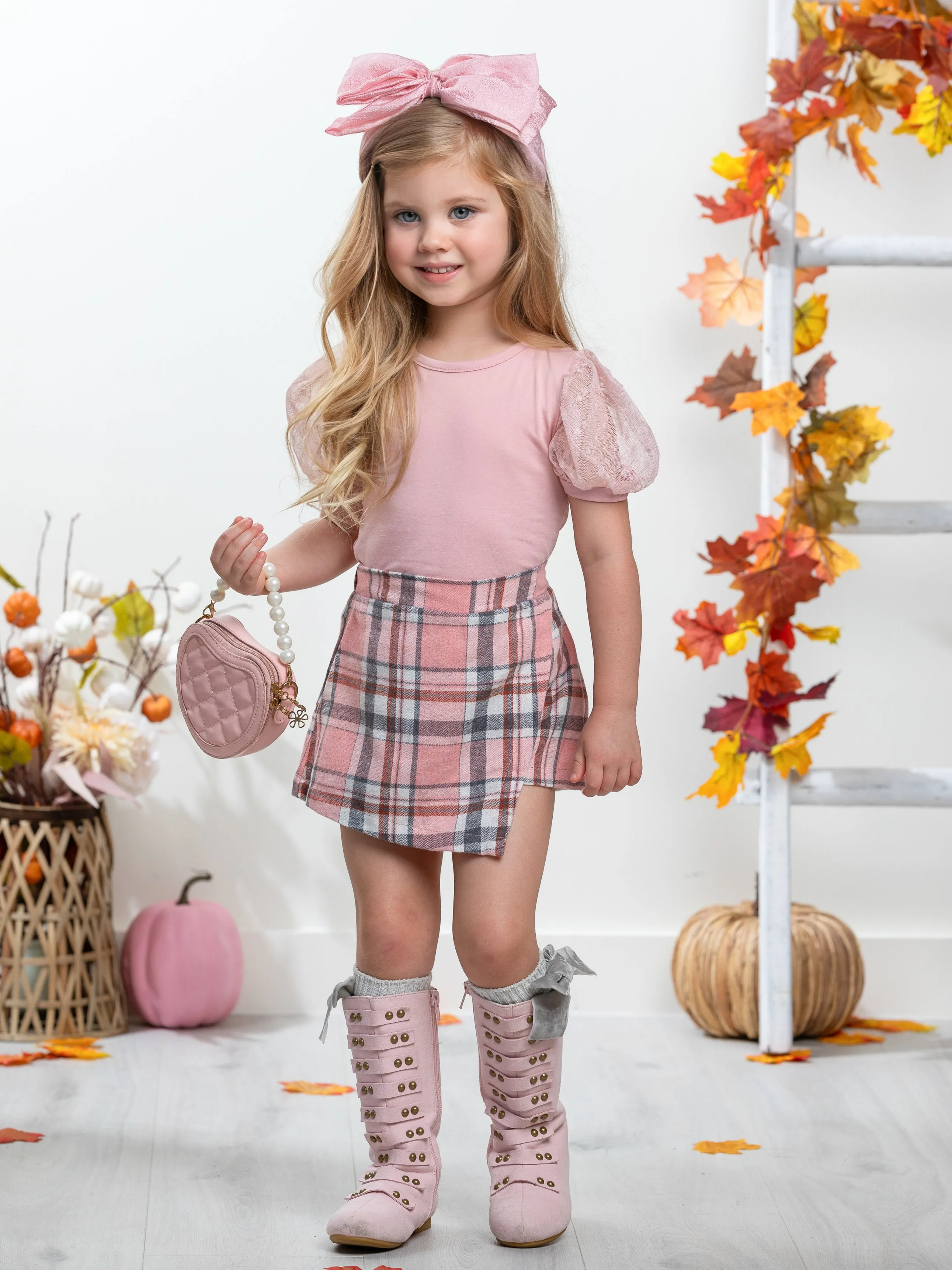 Always Pretty Pink Plaid Skort Set