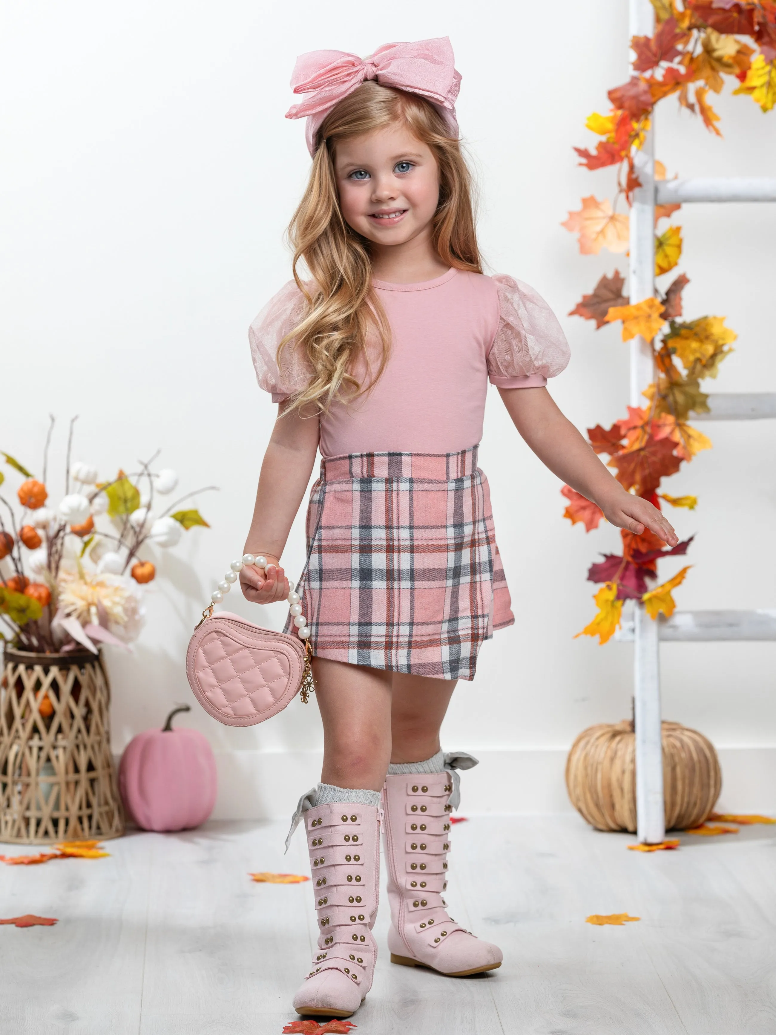 Always Pretty Pink Plaid Skort Set