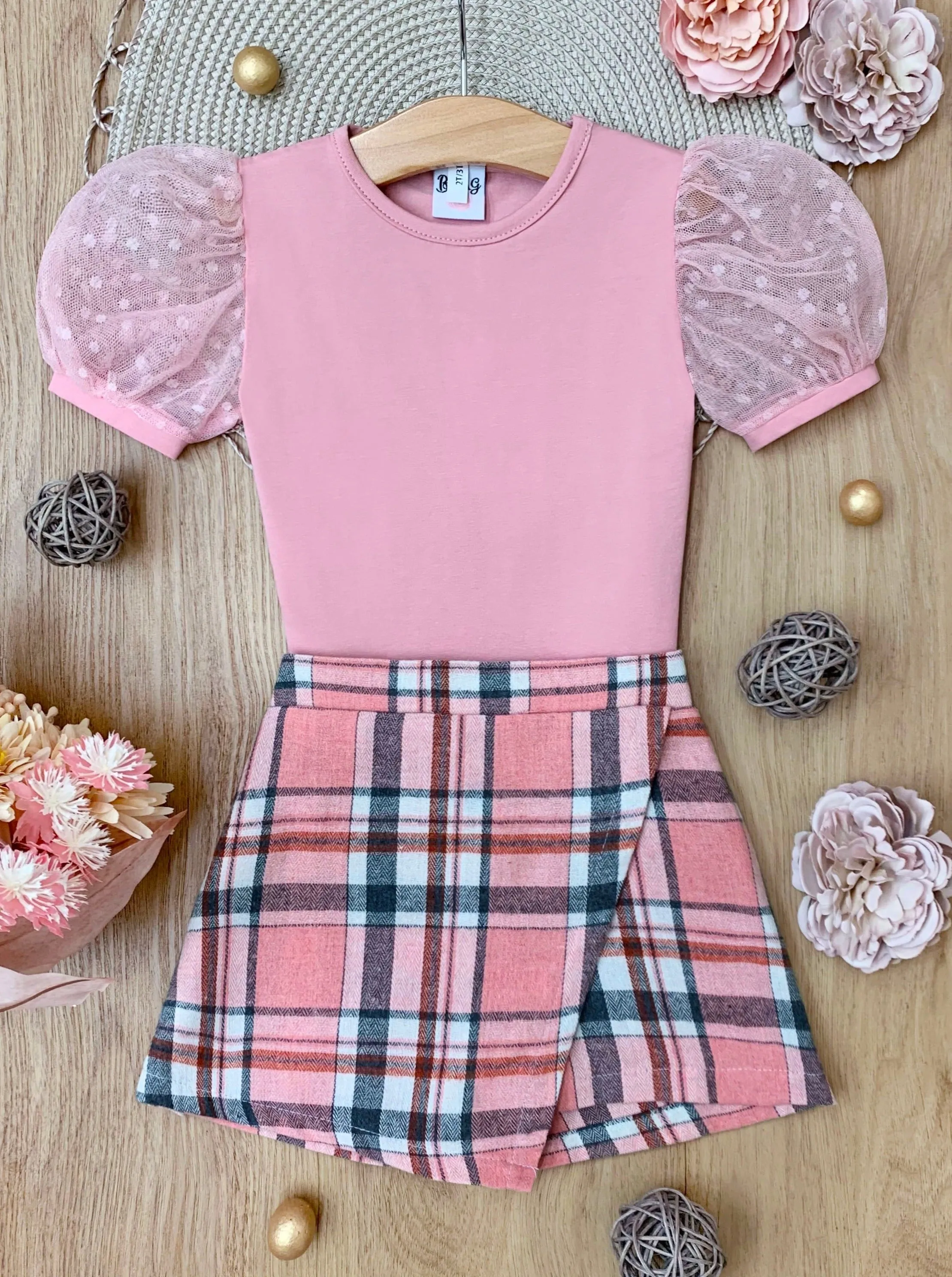 Always Pretty Pink Plaid Skort Set