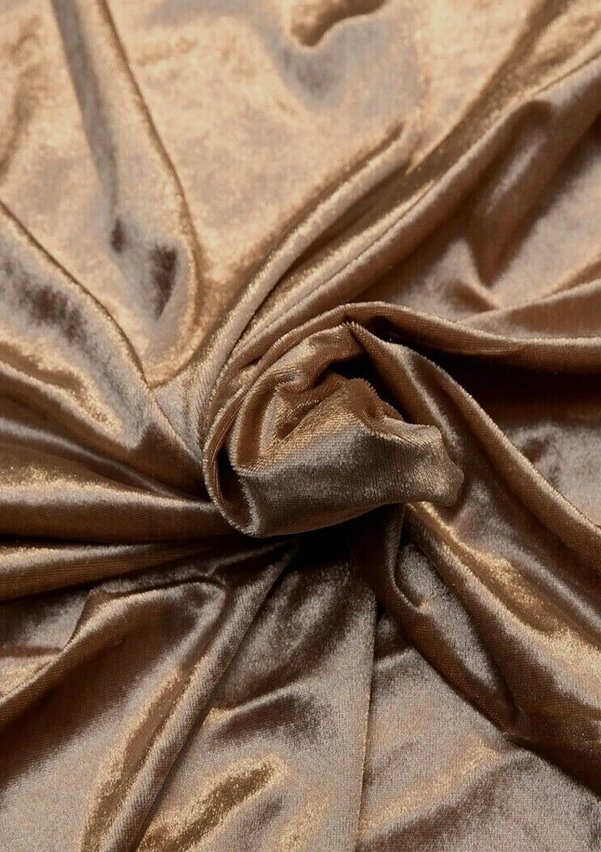 Antique Gold Premium Velvet Gloss Finish Fabric 1-Way Stretch 60" for Soft Furnishing & Dress