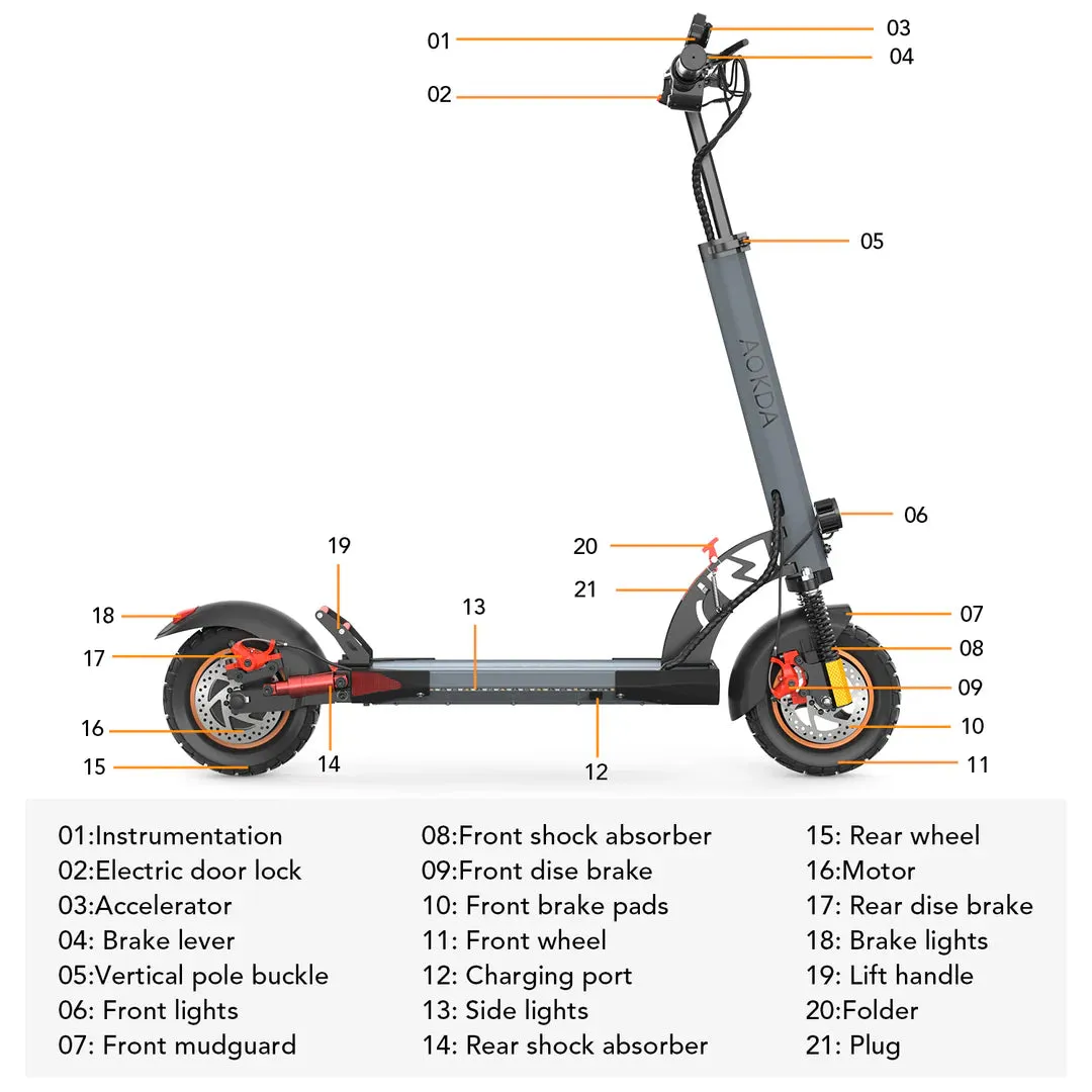 AOKDA A1 48V/12.5Ah 800W Electric Scooter