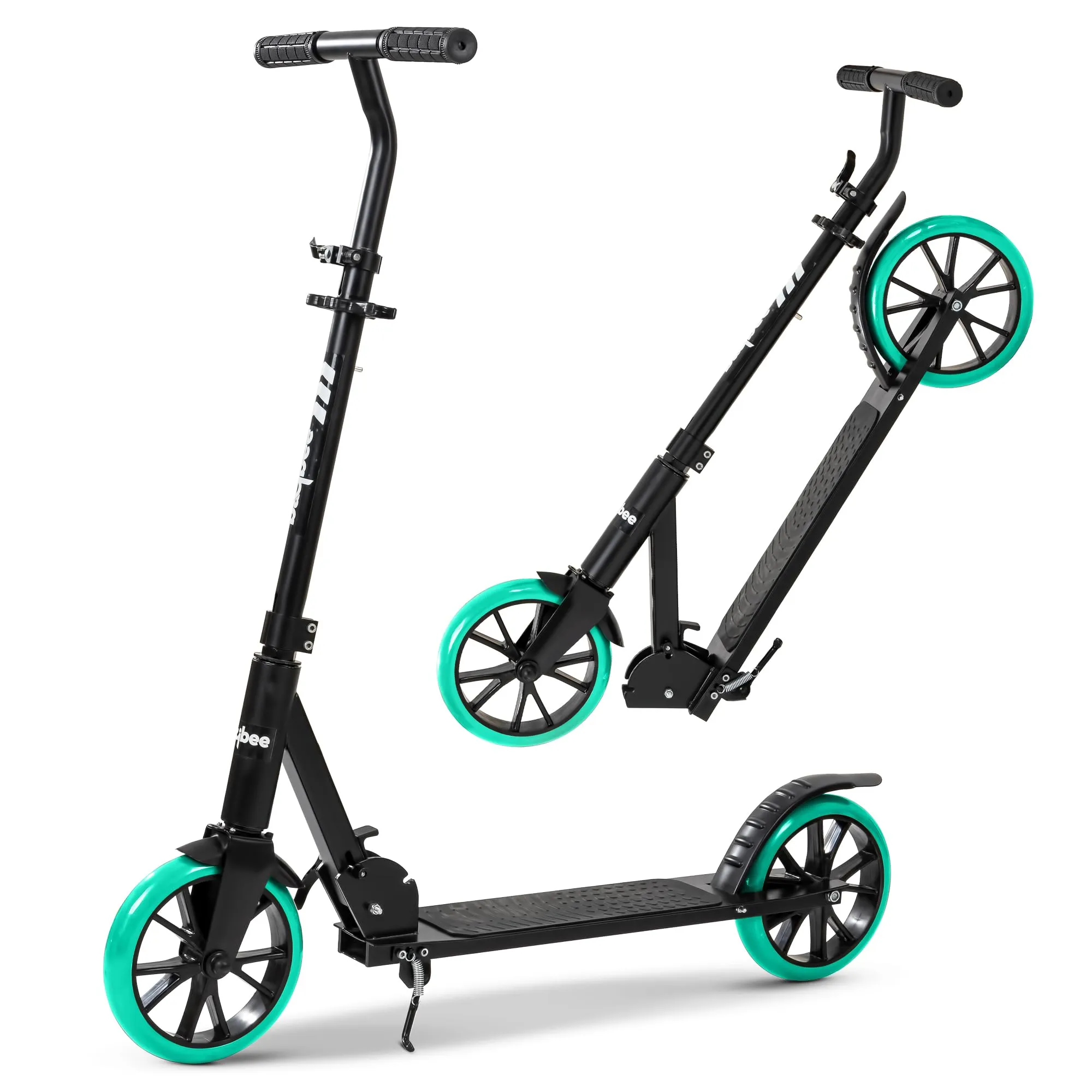 Baybee City Partner Kick Scooter for Kids & Adults, 2 Wheel Foldable Kids Scooter with 3 Height Adjustable, Stand, Brake & PU Wheels | Runner Skate Scooter for Adults Kids 8  Years Boys Girls (Blue)