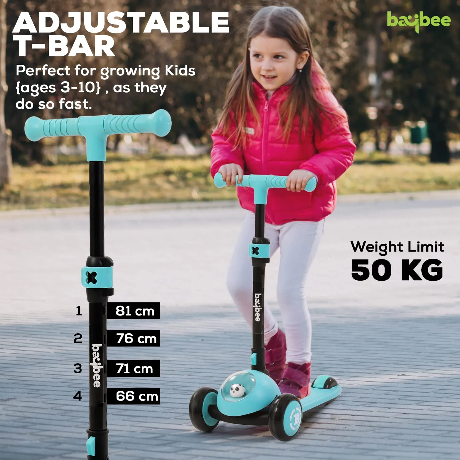 Baybee Panda Skate Scooter 3 Wheel Smart Kids Scooter