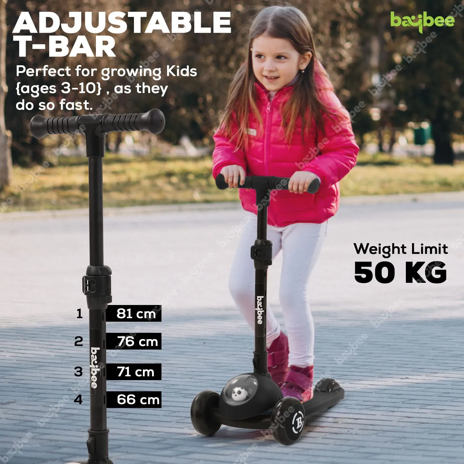 Baybee Panda Skate Scooter 3 Wheel Smart Kids Scooter