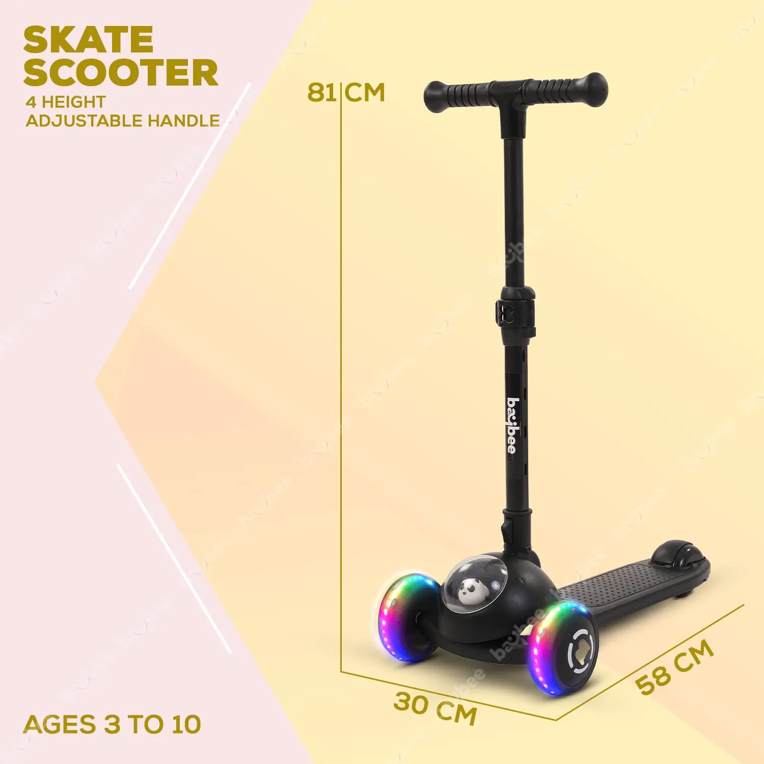 Baybee Panda Skate Scooter 3 Wheel Smart Kids Scooter