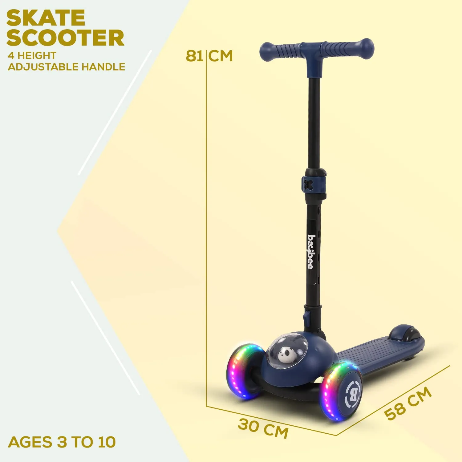 Baybee Panda Skate Scooter 3 Wheel Smart Kids Scooter