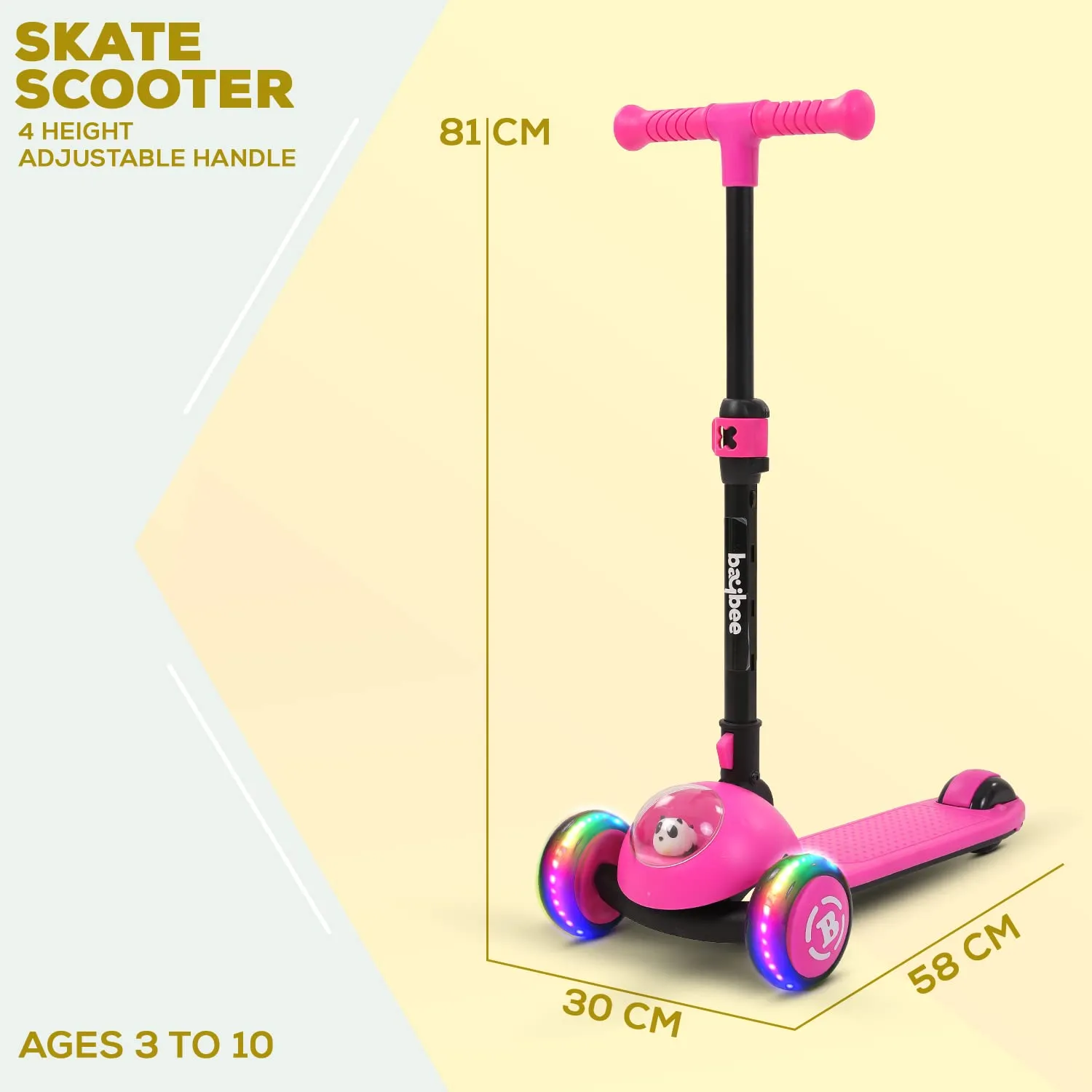 Baybee Panda Skate Scooter 3 Wheel Smart Kids Scooter