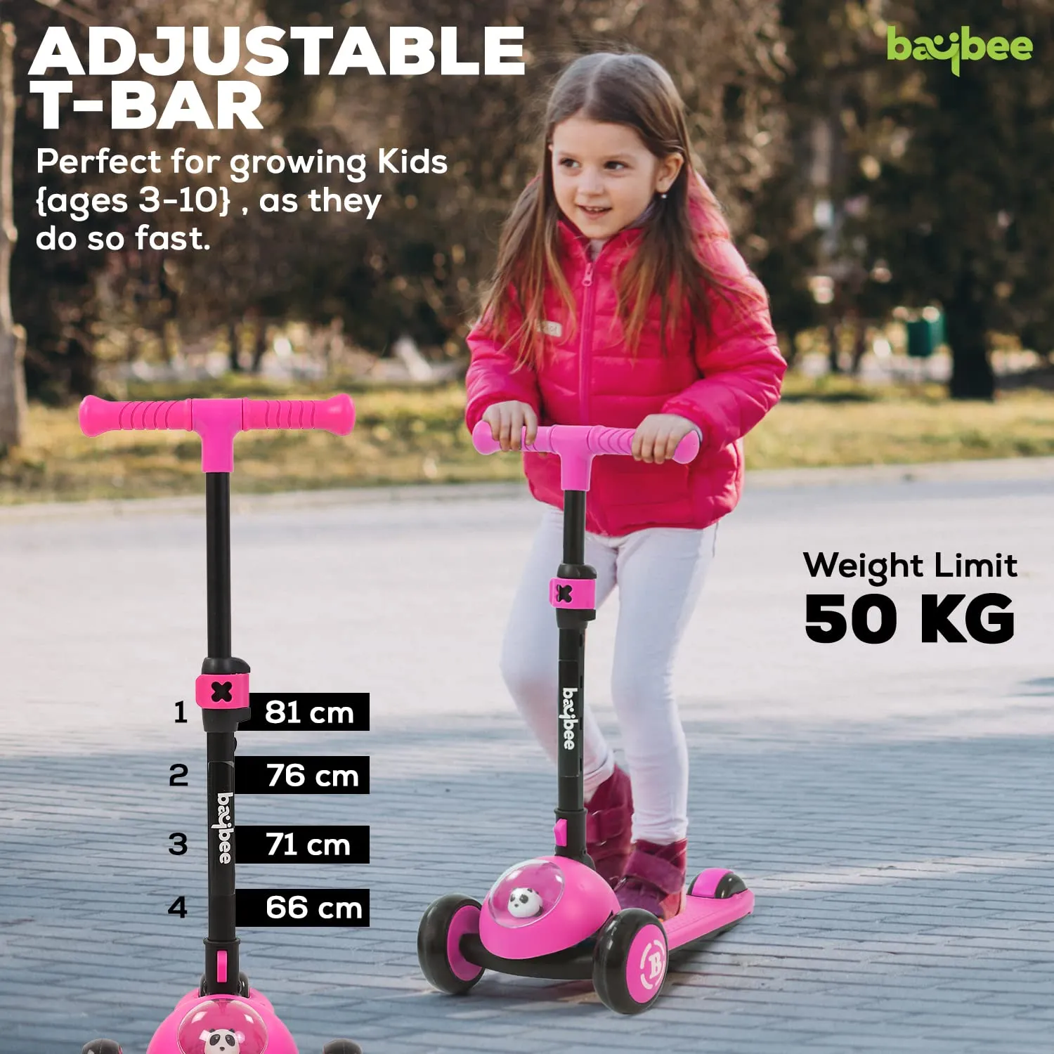 Baybee Panda Skate Scooter 3 Wheel Smart Kids Scooter