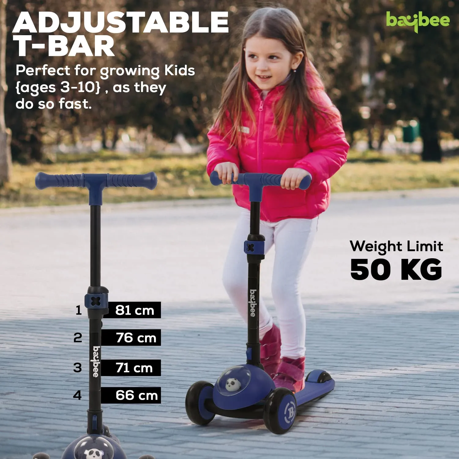 Baybee Panda Skate Scooter 3 Wheel Smart Kids Scooter