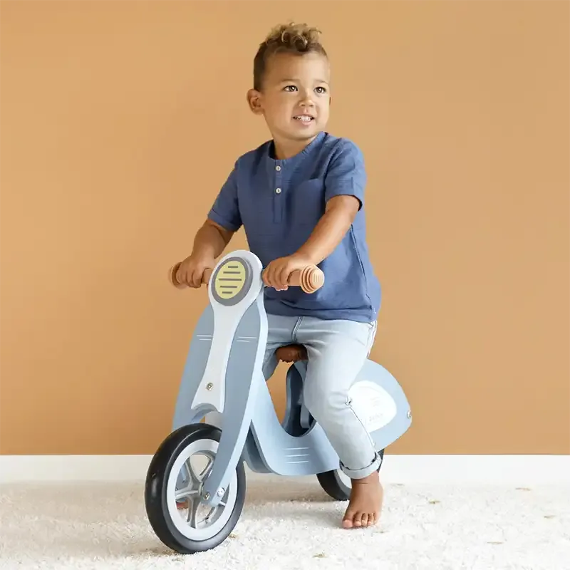 Blue Wooden Balance Bike Scooter