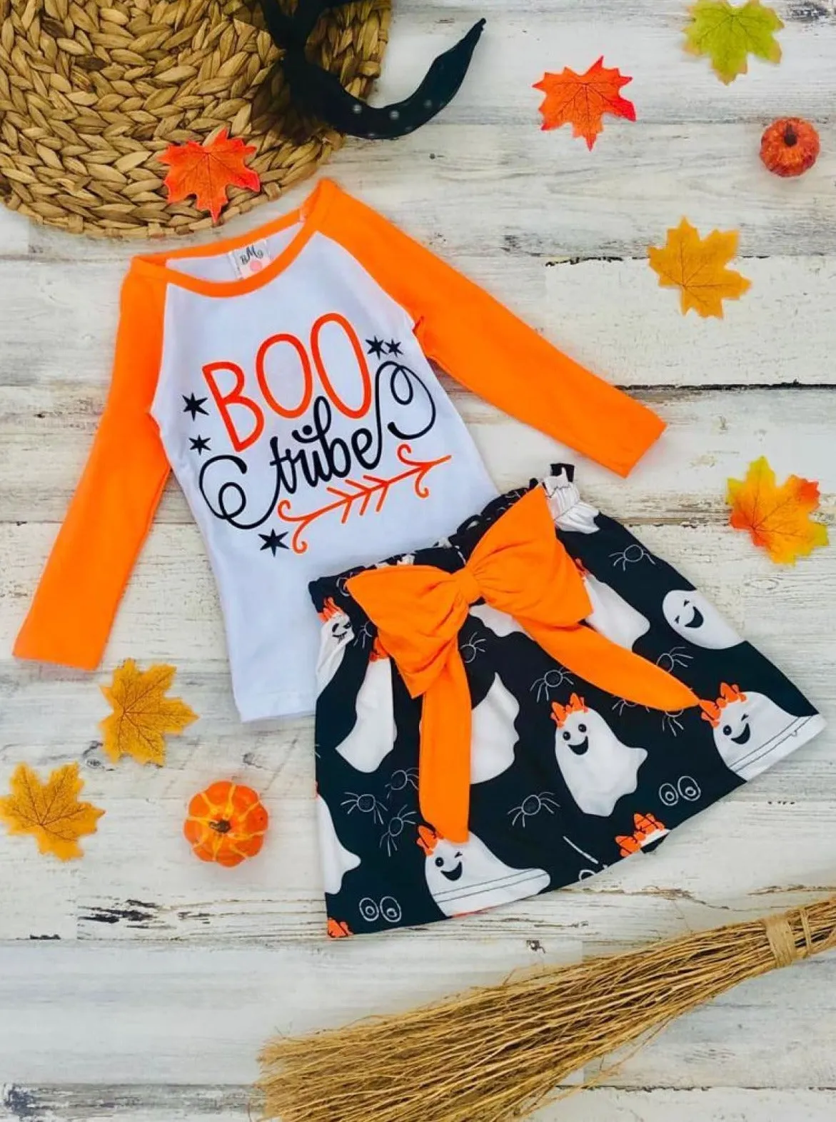 BOO Tribe Raglan Sleeve Top and Ghost Skirt Set