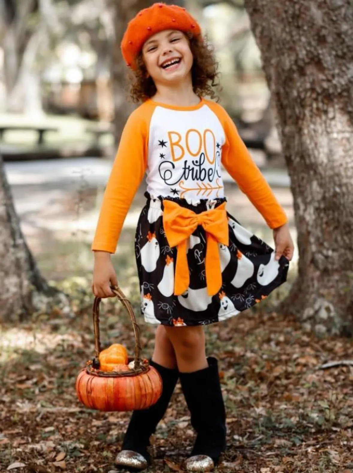 BOO Tribe Raglan Sleeve Top and Ghost Skirt Set