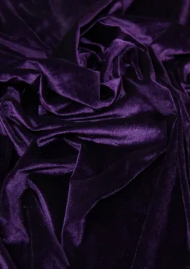 Cadbury Purple Premium Velvet Gloss Finish Fabric 1-Way Stretch 60" for Soft Furnishing & Dress