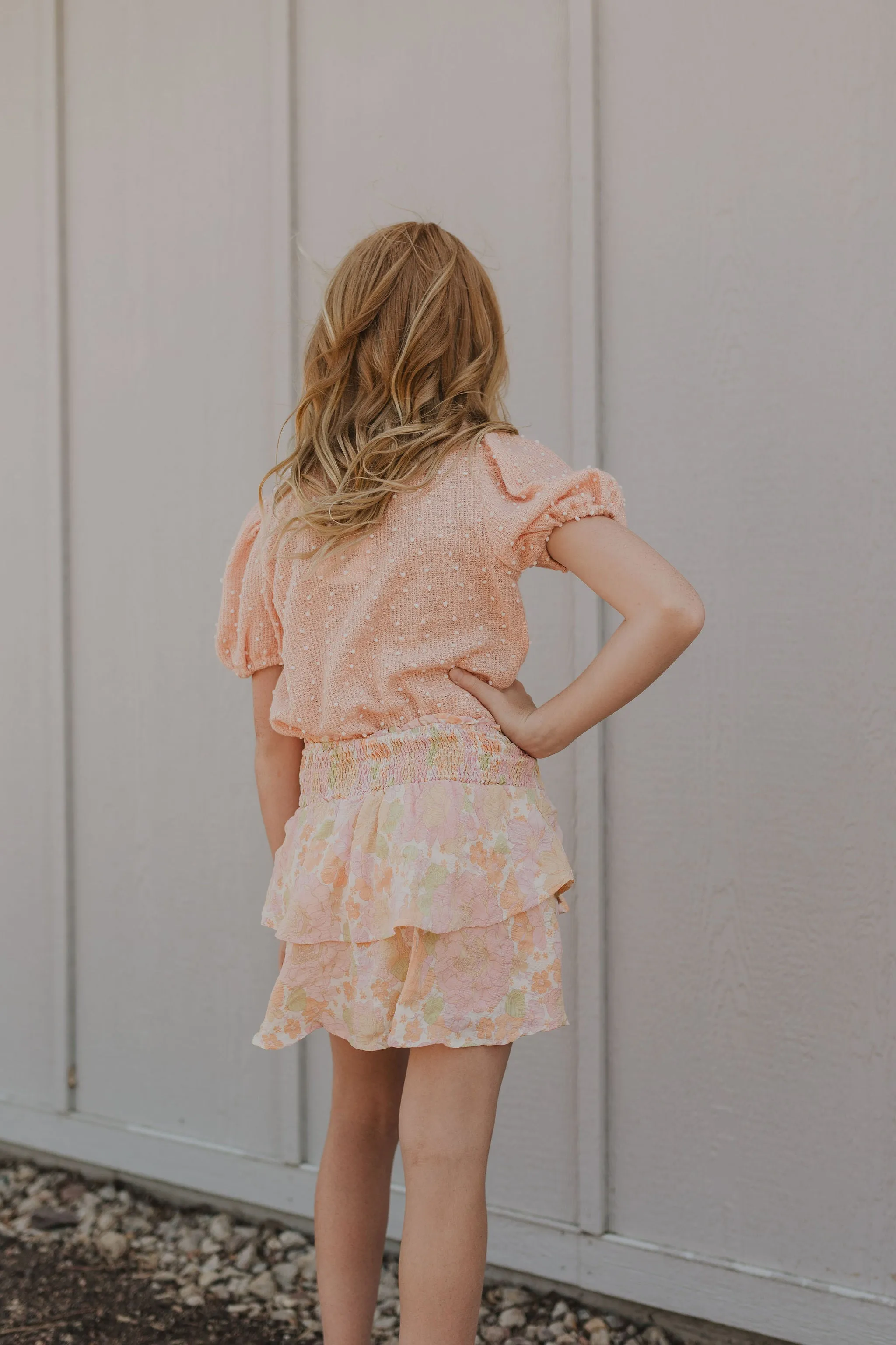 CLARISSA GIRLS FLORAL RUFFLE SKORT