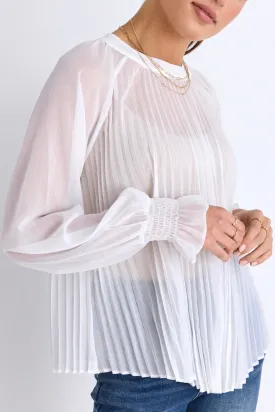 Corral Ivory Sheer Pleated Swing Top