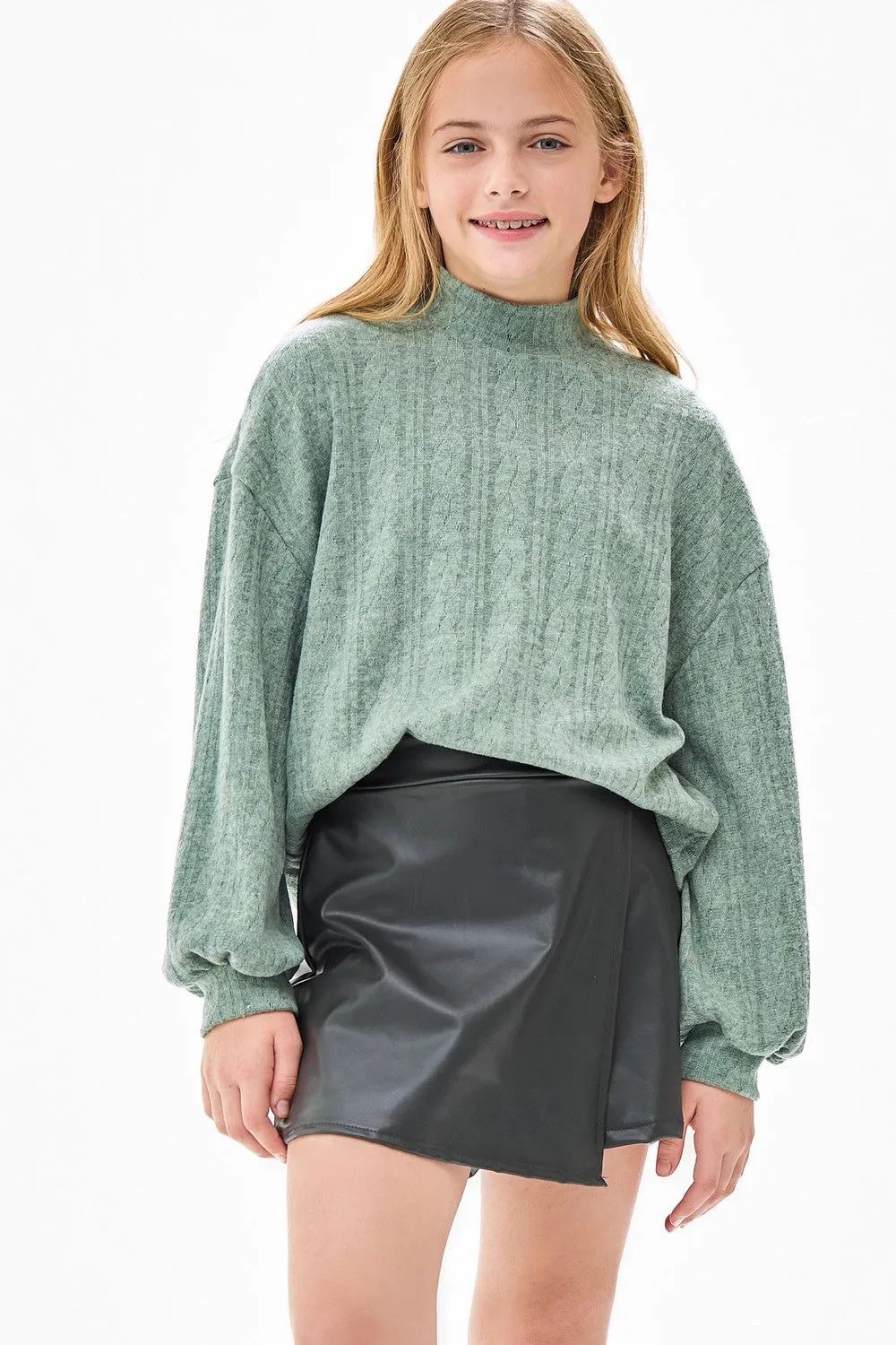 Faux Leather Skort | Deep Green