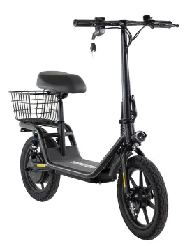 Flex Electric Scooter with Seat for Adult Commuter, 550W&36V&15.5Mph Foldable Scooter with 14" Pneumatic Tire, Ebike with Carry Basket Black