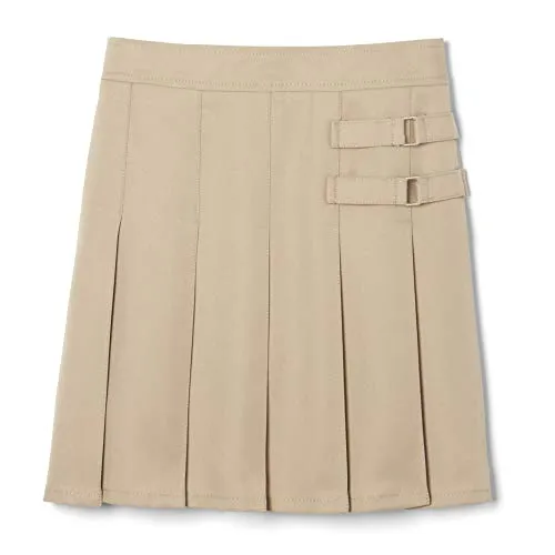 French Toast Girls' Two-Tab Pleated Scooter Skirt, Khaki, 7