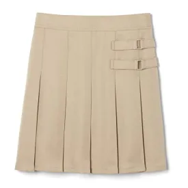 French Toast Girls' Two-Tab Pleated Scooter Skirt, Khaki, 7