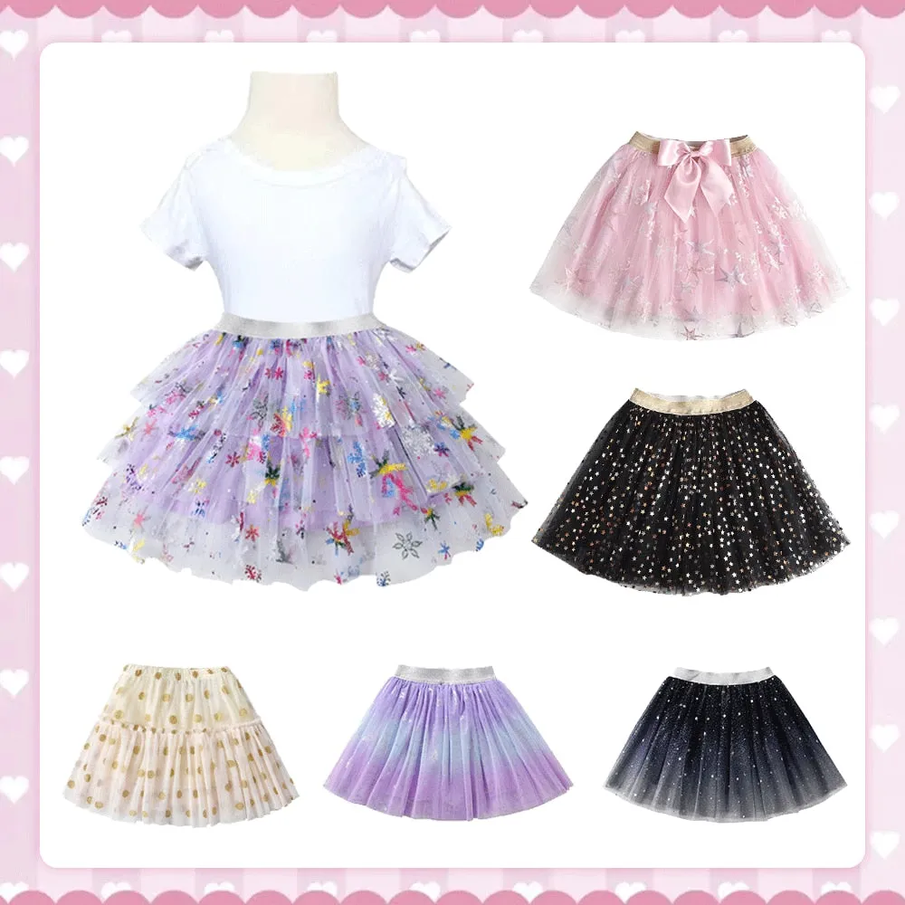 Gilrs Red Tulle Sequin Skirt 3T-8T