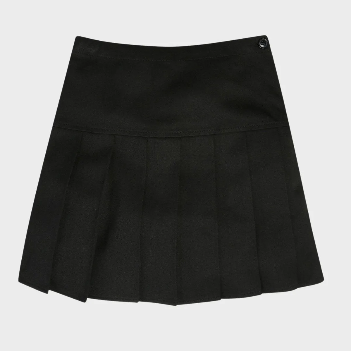 Girls Black Teflon Pleated School Skirt