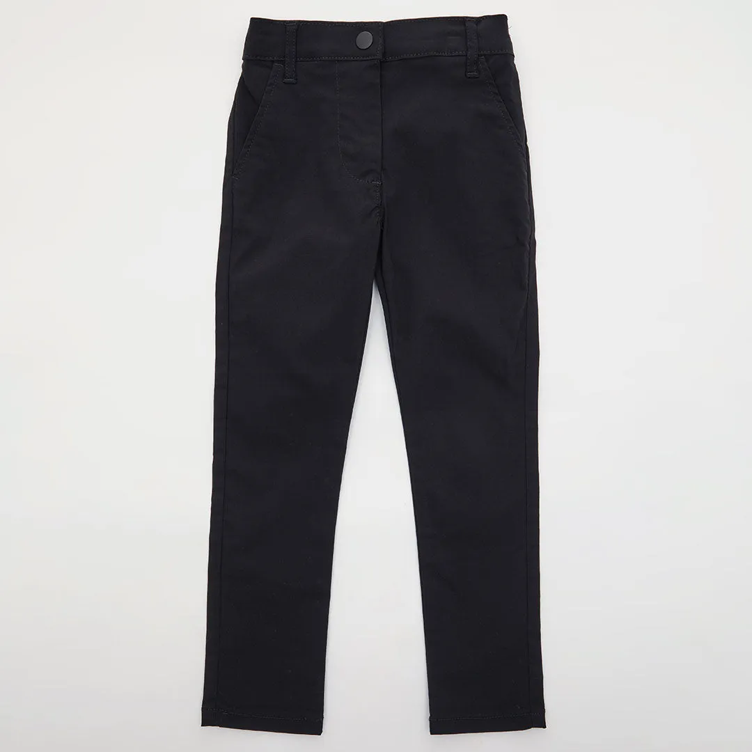 Girls Black Viscose Stretch School Trouser