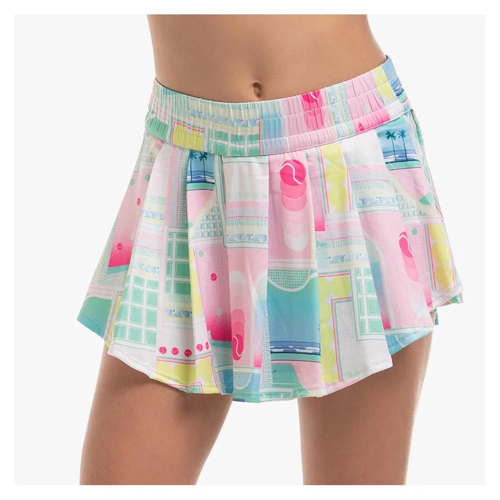 Girl's Deco Love Racket Tennis Skort Peony