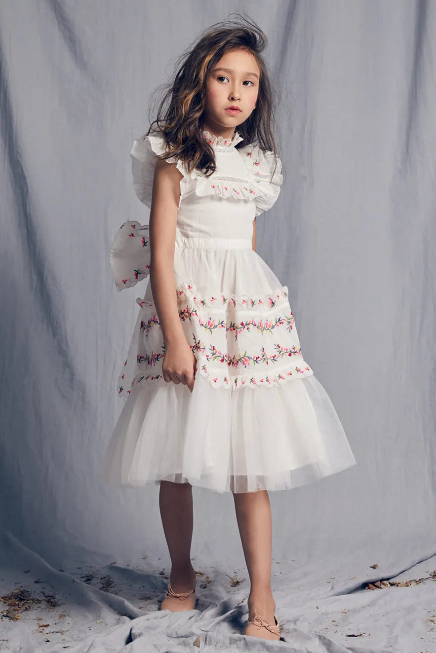 Girls Dress Nellystella Julianna - Bright White (Size 4 left)