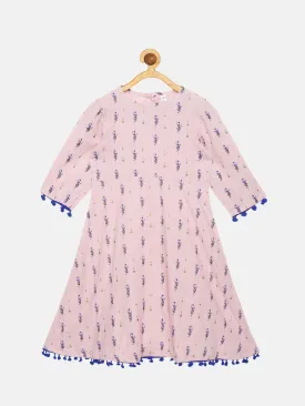 Girls Ethnic Kurta With Pom Pom Hem