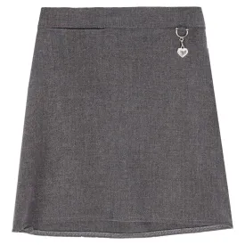 Girls Grey School Skirt with Heart Attachment