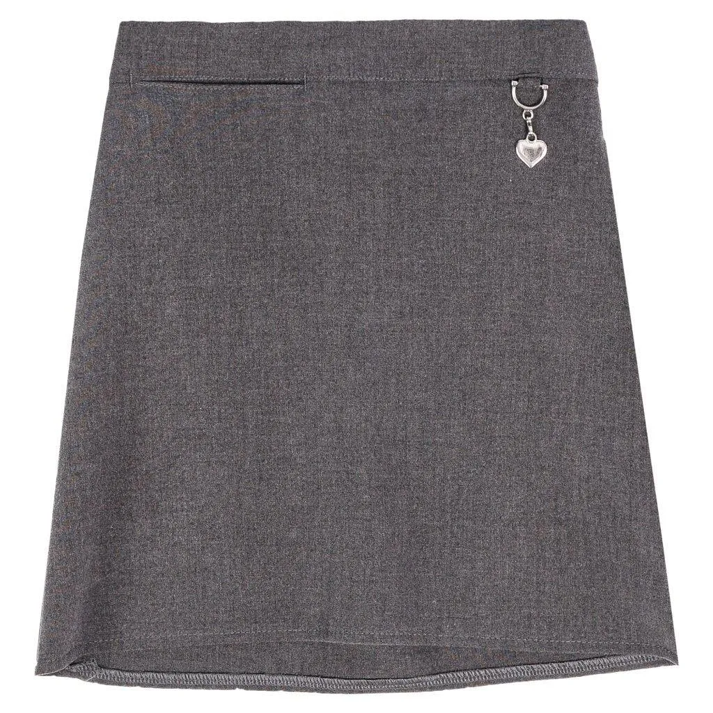 Girls Grey School Skirt with Heart Attachment