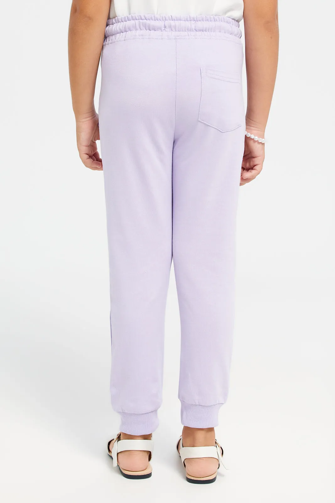 Girls Lilac Track Pants With Zipper Pocket