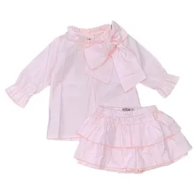 Girls Pale Pink Bow Skort Set