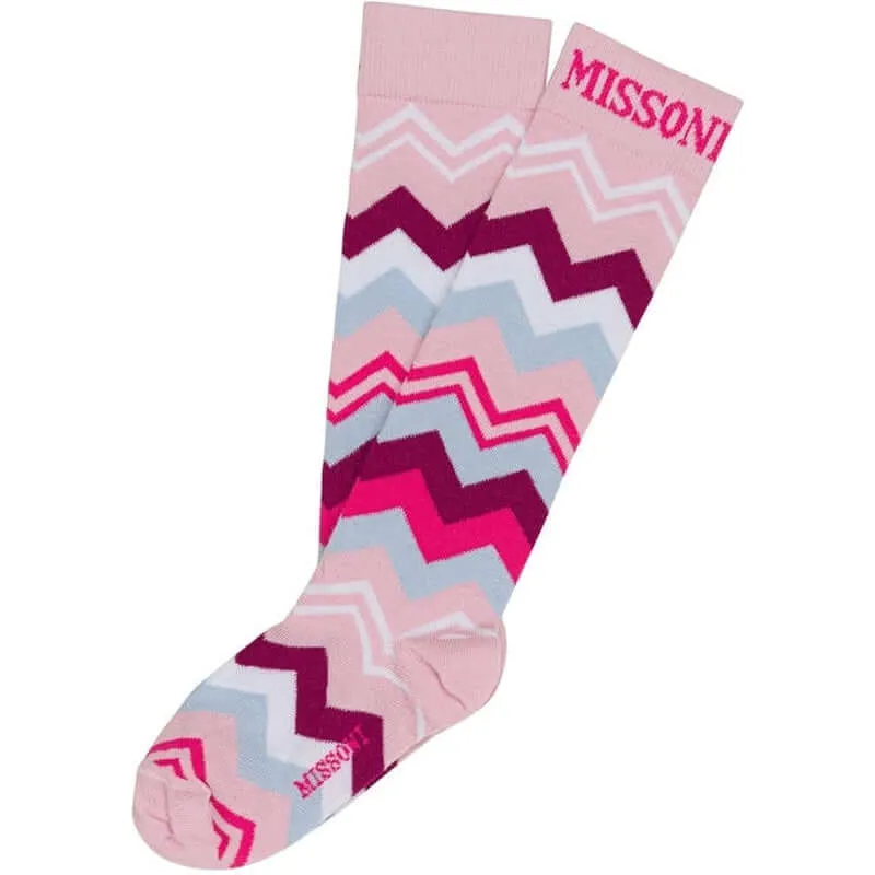 Girls Pink Zig Zag Socks