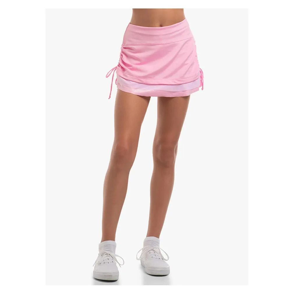 Girl's Retro Ruche Pocket Tennis Skort Peony