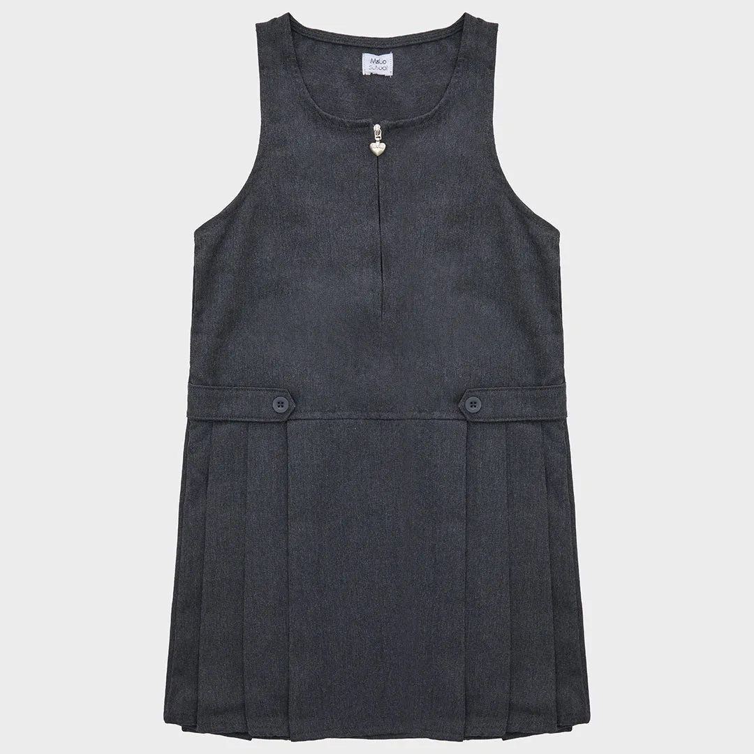 Girls Teflon Pleated Pinafore Dress