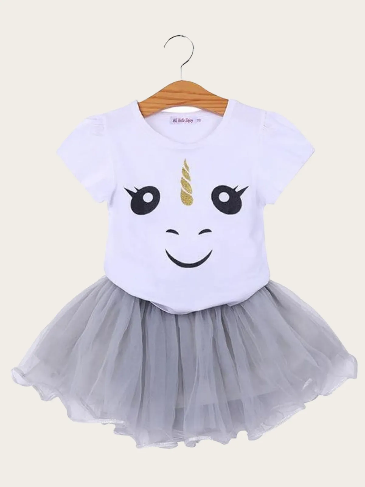 Girls White Unicorn T-Shirt And Tutu Skirt