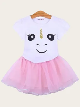 Girls White Unicorn T-Shirt And Tutu Skirt