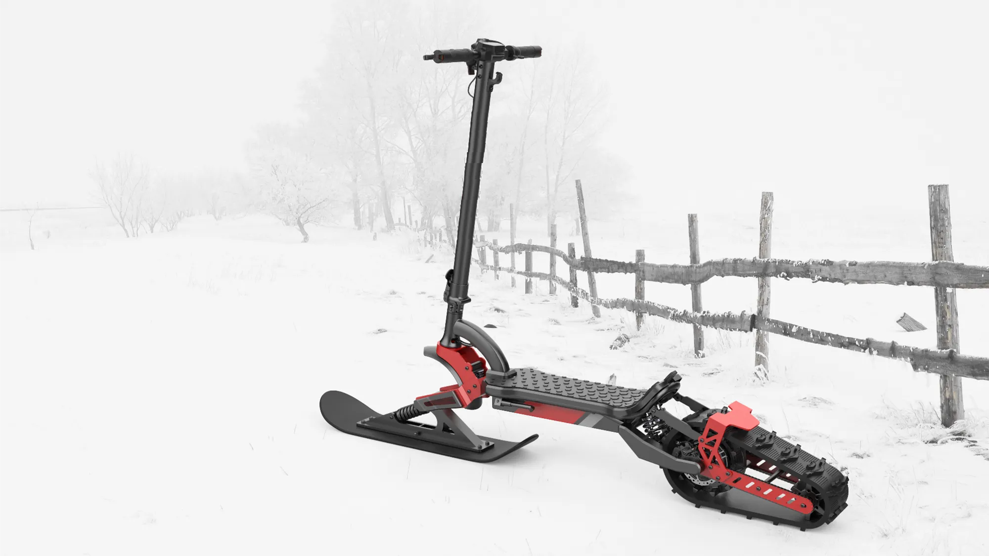 GlareWheel ES-S15 All Terrain Electric Scooter with Ski Convert Kit