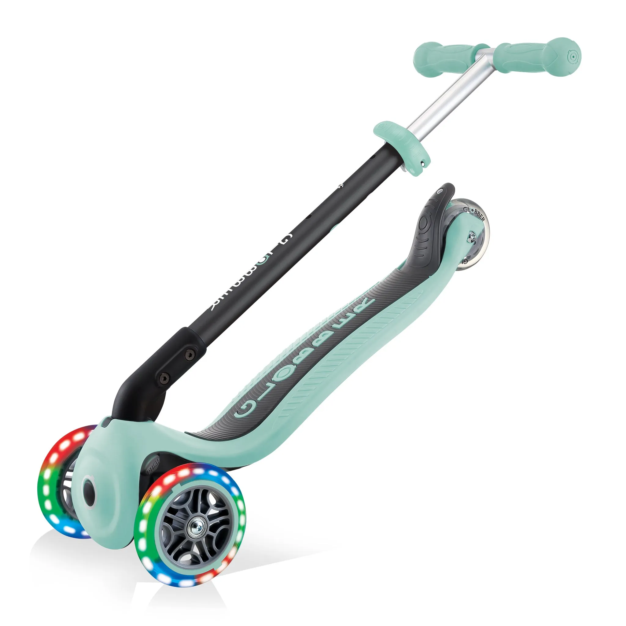 Globber Go Up Foldable Plus Lights Scooter - Mint (15m – 7y)