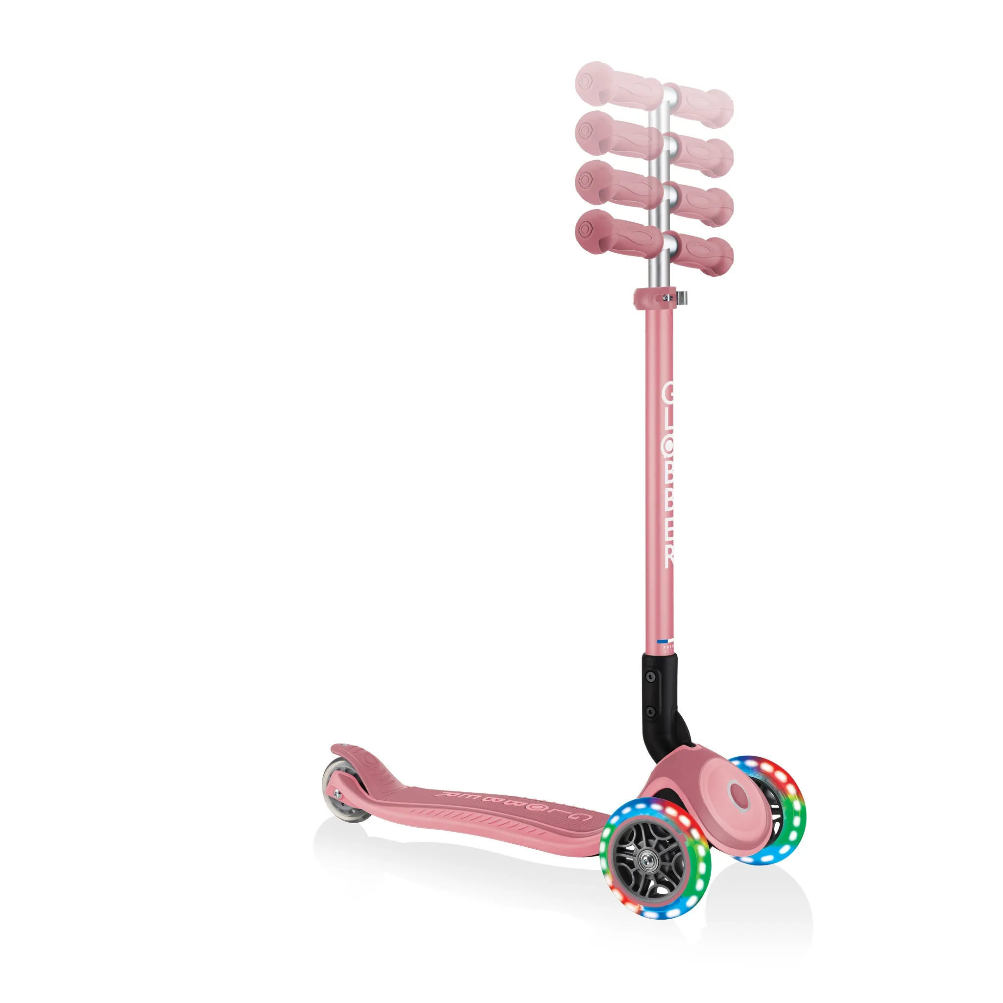 Globber Primo Foldable Plus Lights - Pastel Pink (3y - 9y)