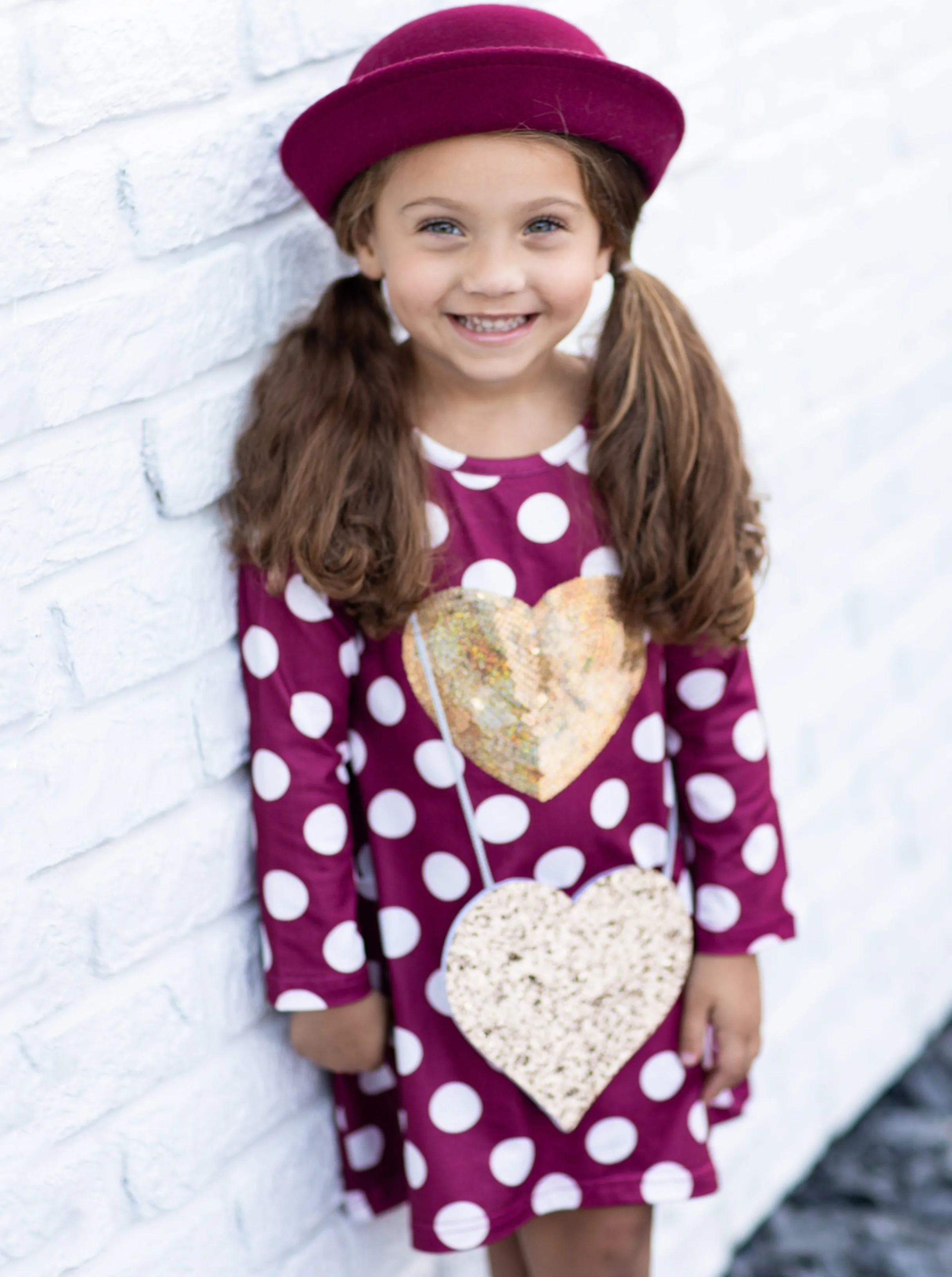 Heart of Gold Polka Dot Dress and Purse Set