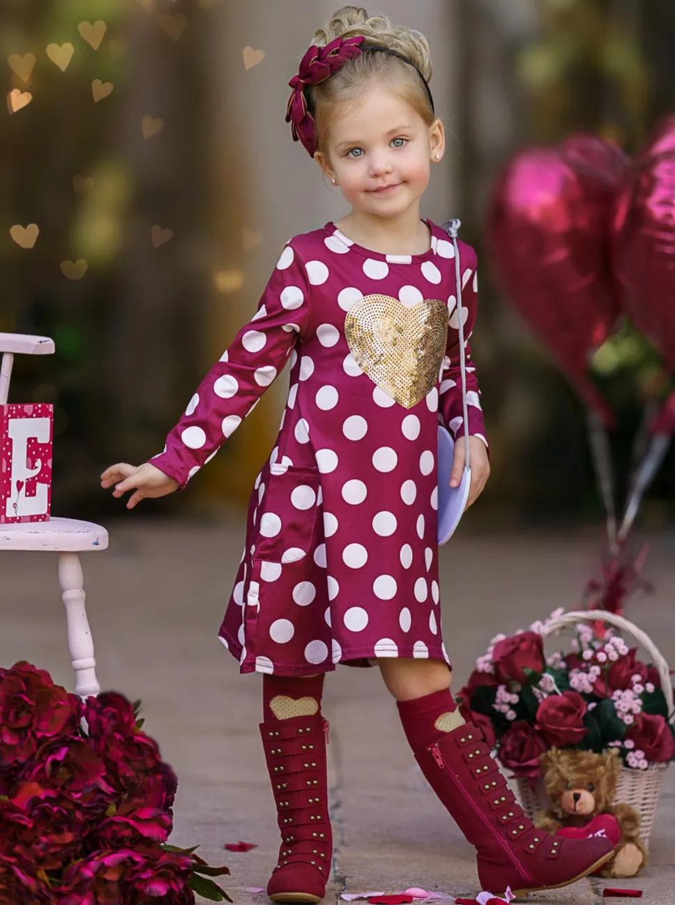 Heart of Gold Polka Dot Dress and Purse Set