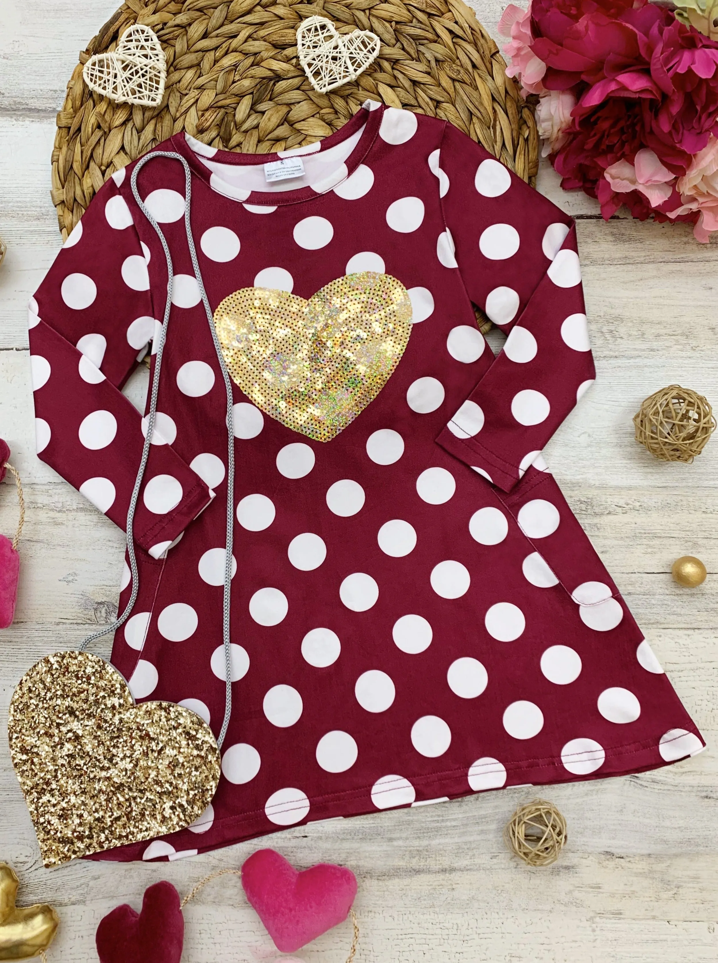 Heart of Gold Polka Dot Dress and Purse Set