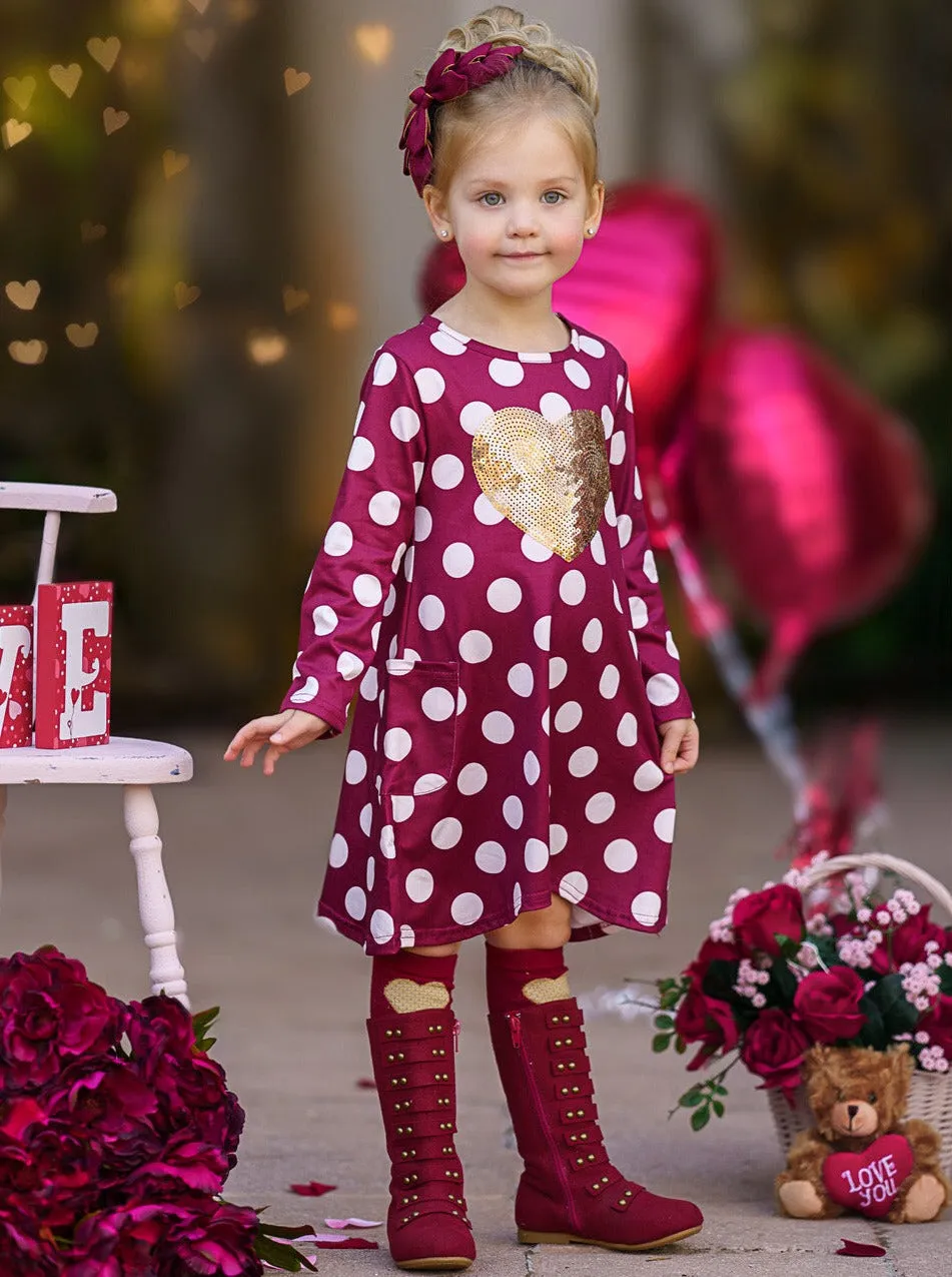 Heart of Gold Polka Dot Dress and Purse Set