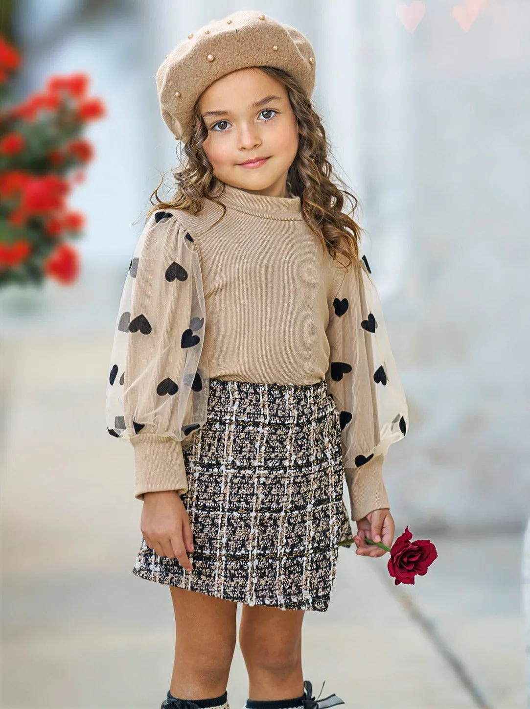 Heart On My Sleeve Tweed Skirt Set