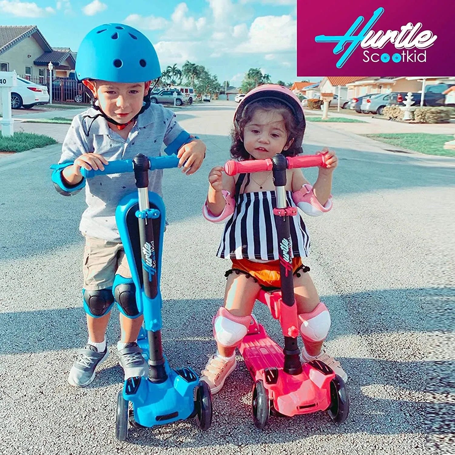 HURFS56.5 - Scoot Kid 3-Wheel Kids Scooter - Child & Toddler Toy Scooter with Built-In LED Wheel Lights, Fold-Out Comfort Seat (Ages 1 )